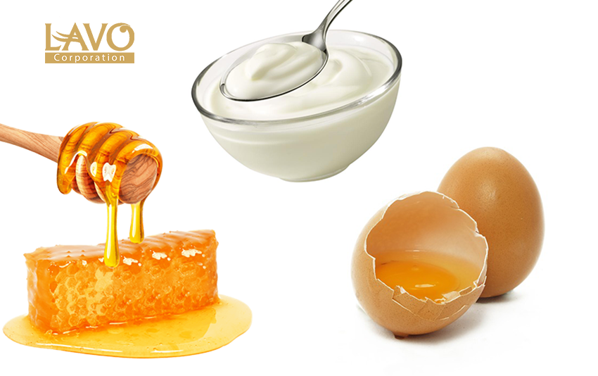 Trứng, mật ong và sữa chua.