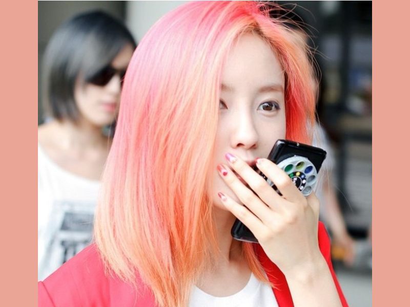Màu tóc Tóc hồng cam ăn điểm